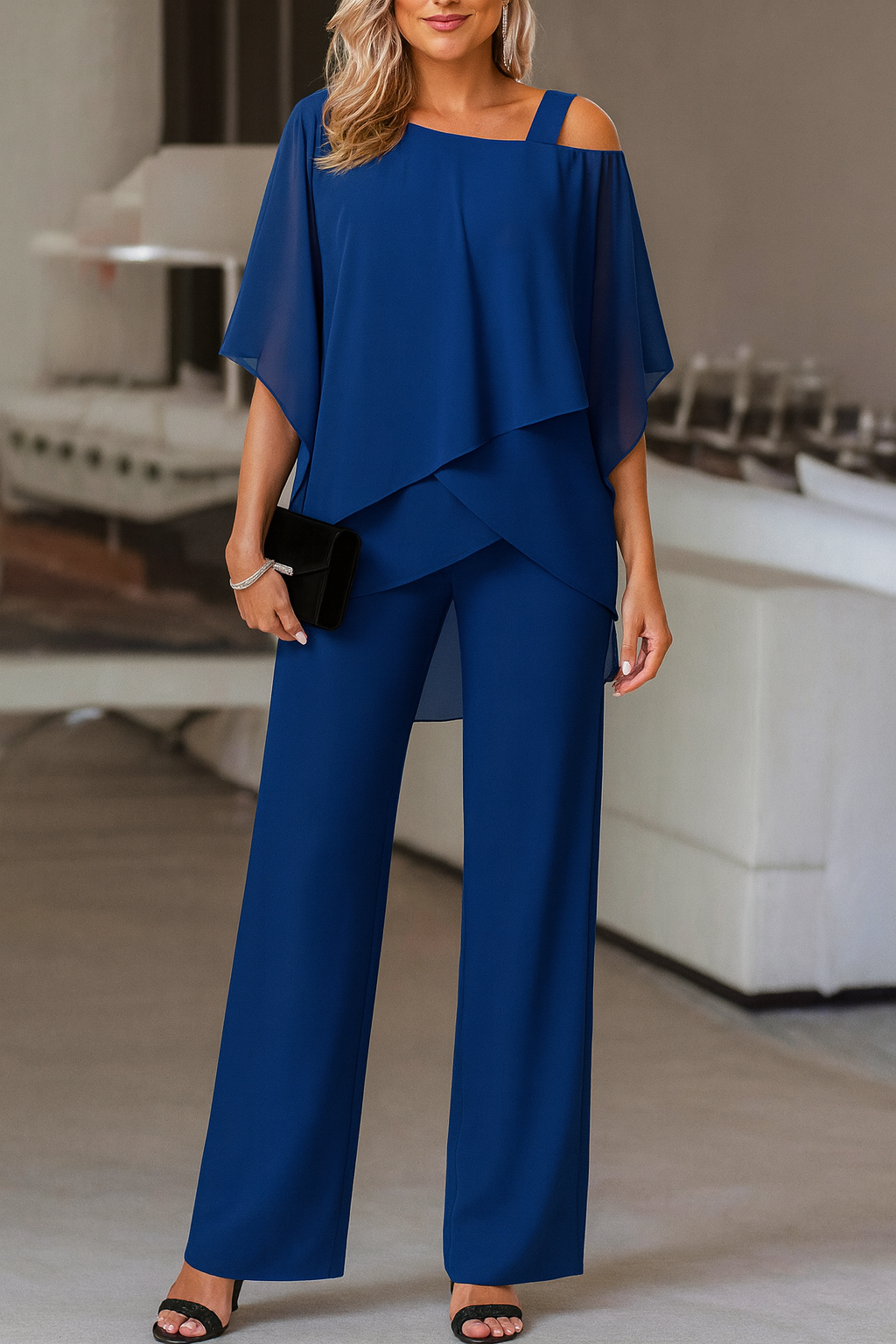Ensemble Femme Soirée – Top & Pantalon Large Satiné | Style Luxueux & Élégant Occasions Chic