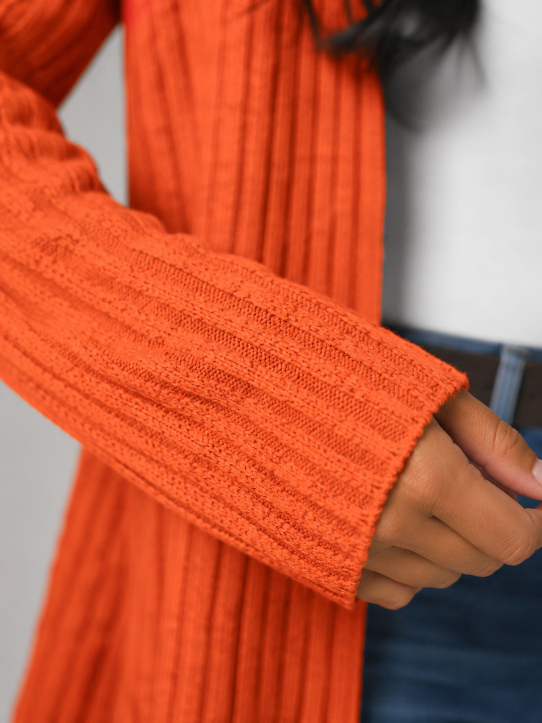 Cardigan Ouvert Femme Côtelé – Manches Longues Coupe Ample | Style Décontracté Cosy