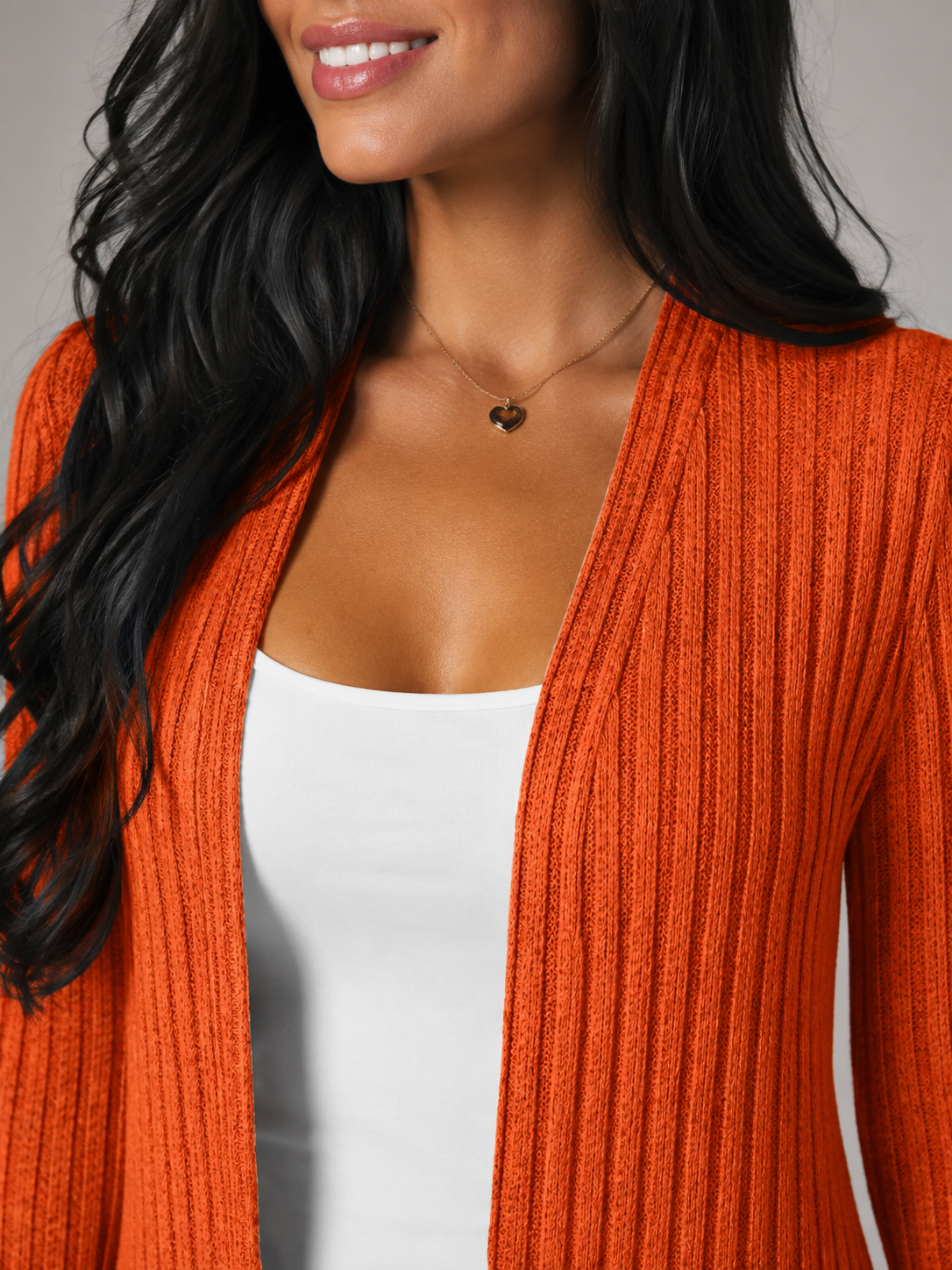 Cardigan Ouvert Femme Côtelé – Manches Longues Coupe Ample | Style Décontracté Cosy