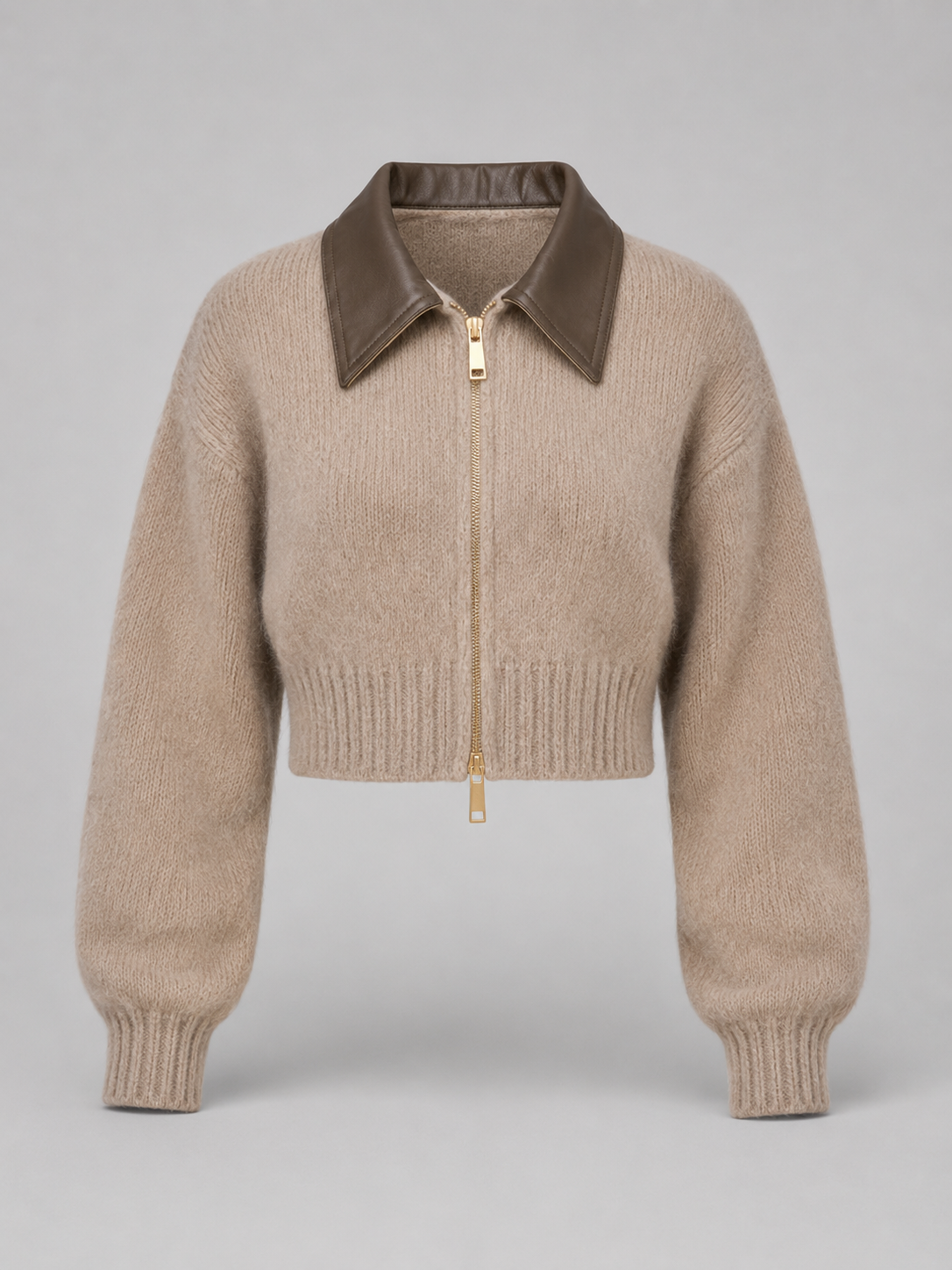 Cardigan Court Femme Zippé Maille Bouclée – Coupe Boxy | Layering Cosy Automne Hiver