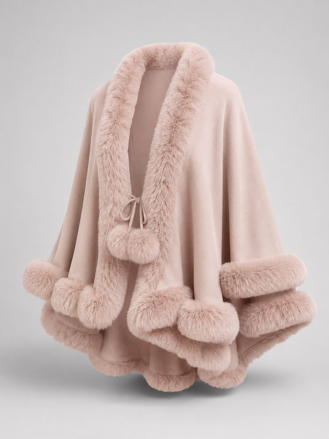 Cardigan Cape Femme Garniture Fourrure – Coupe Ample Douce | Élégance Cosy Hiver