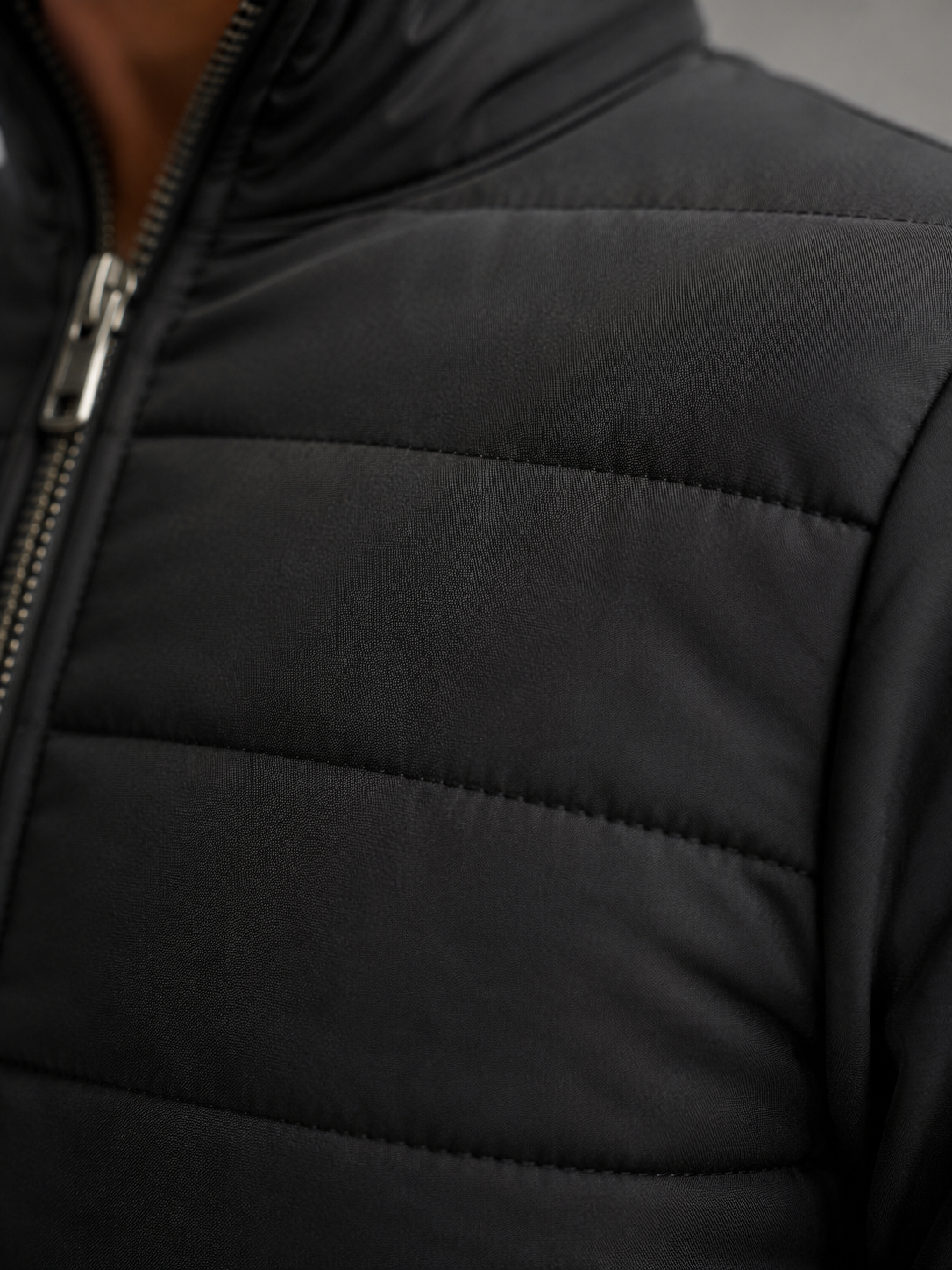 Veste Hybride Matelassée Homme Zippée – Col Droit Manches Jersey | Légèreté & Chaleur