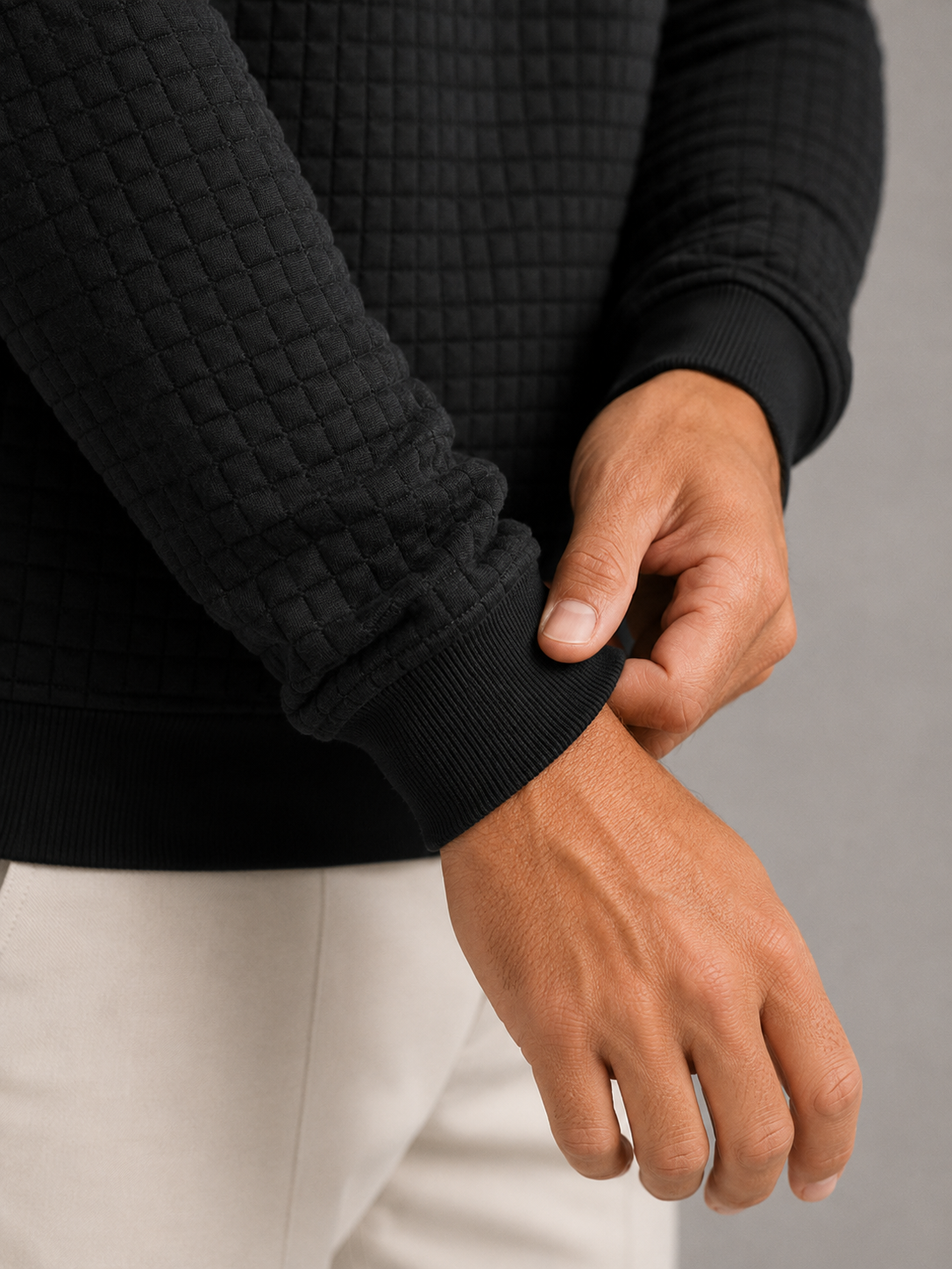 Sweat Homme Col Rond Maille Gaufrée – Texture Nid d'Abeille | Confort au Quotidien