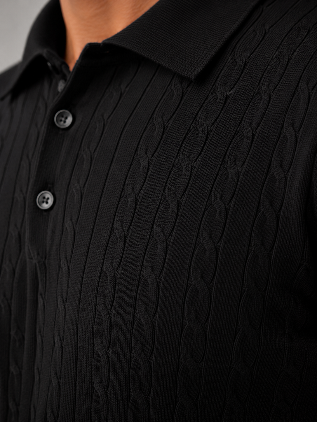 Pull Homme Col Polo Manches Longues Cable Knit – Torsades Classiques | Chic & Chaleureux