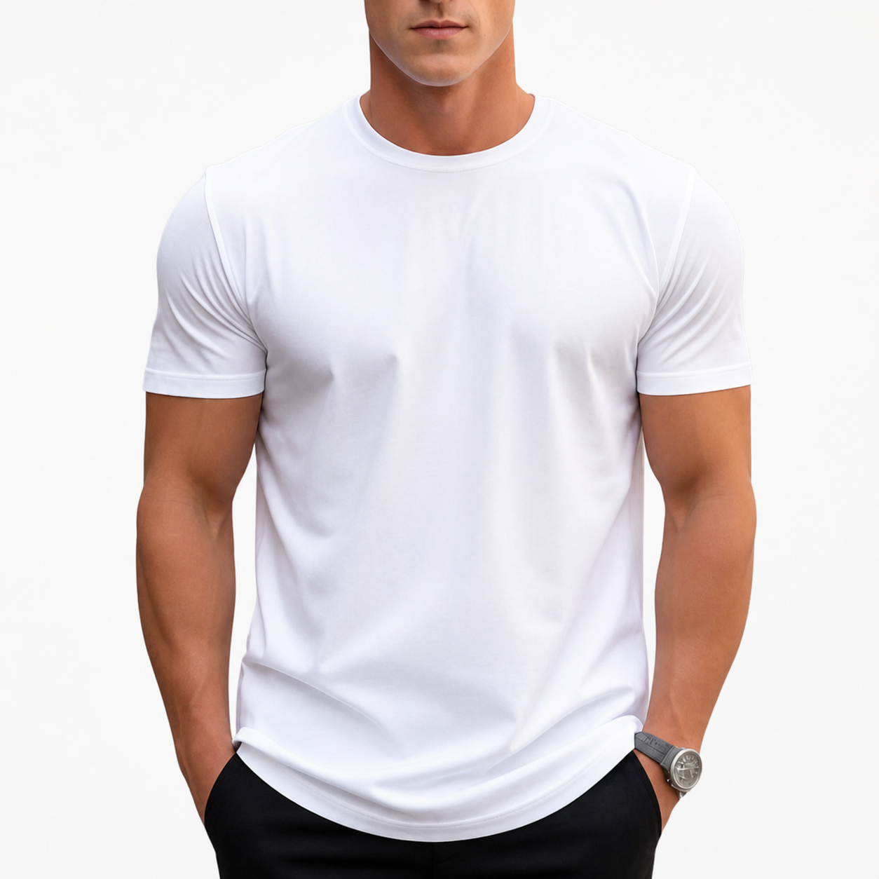T-shirt homme basique uni confortable manches courtes col rond