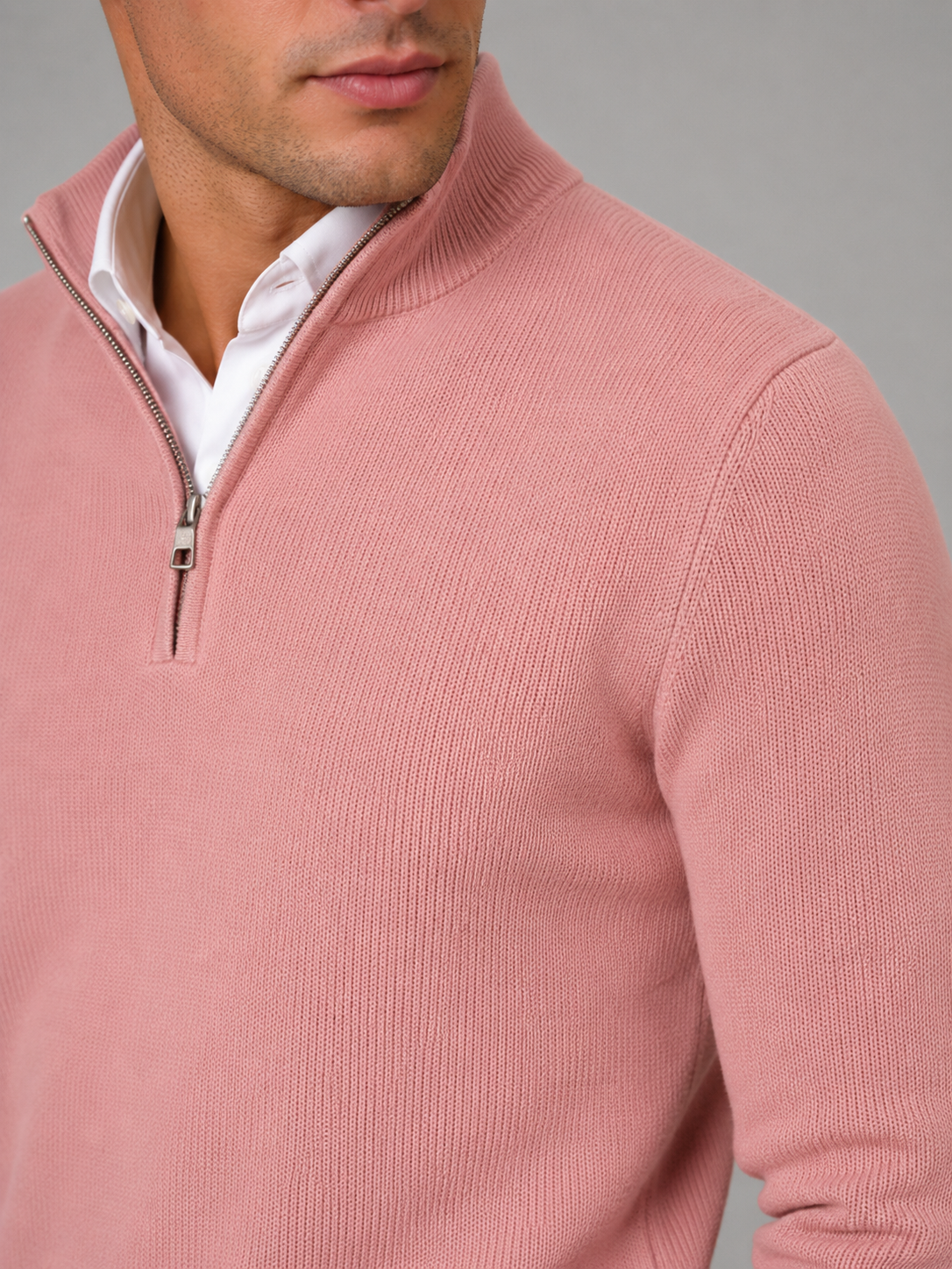 Pull Homme Col Mock Quarter-Zip – Maille Fine Liserés Contrastés | Smart Casual
