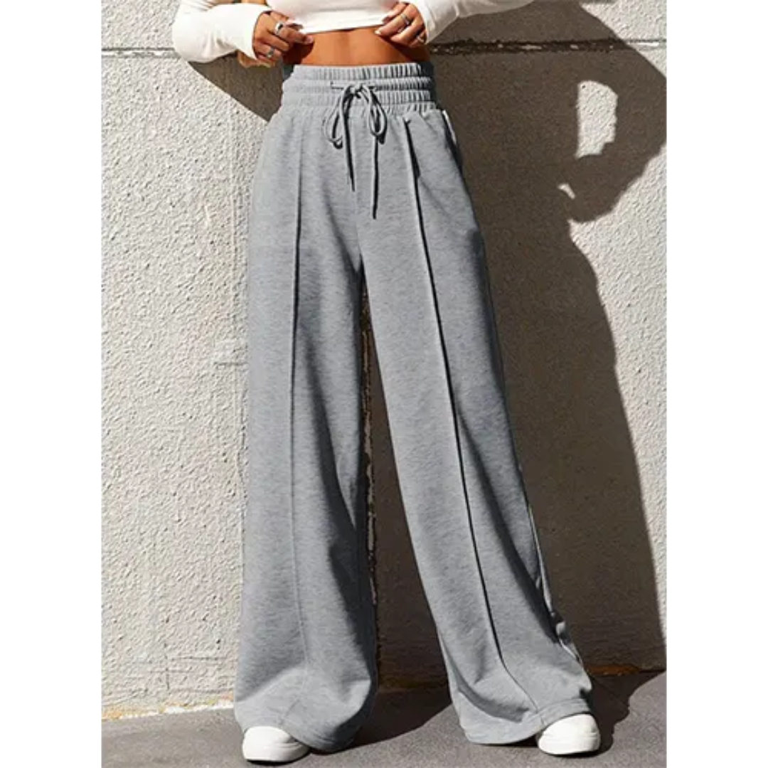 Chloé | pantalon jogging femme wide leg à taille élastique avec cordon de serrage