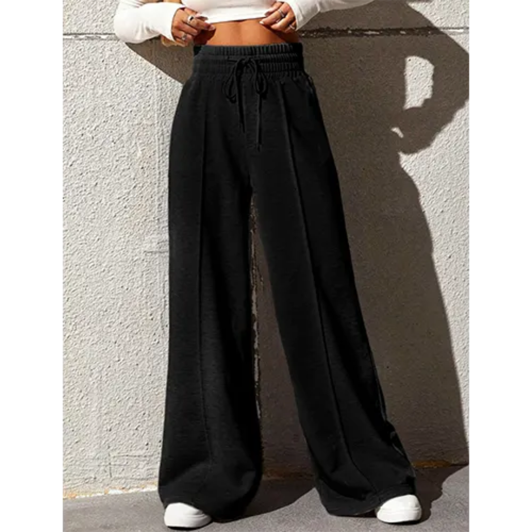 Chloé | pantalon jogging femme wide leg à taille élastique avec cordon de serrage