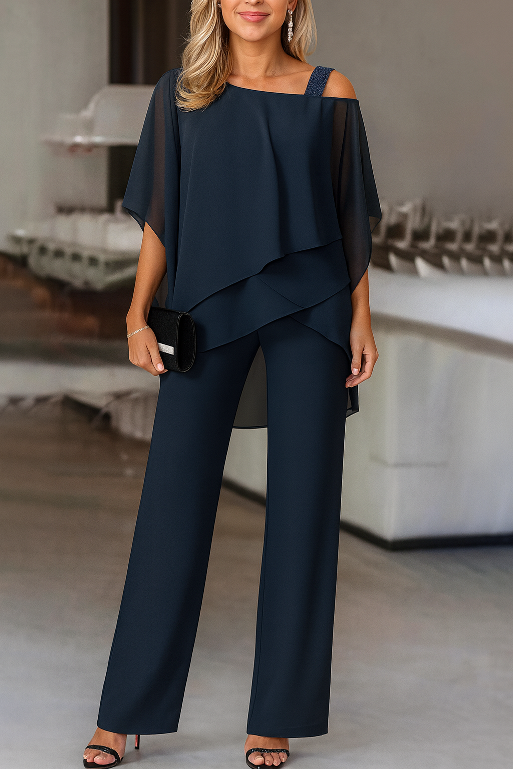 Ensemble Femme Soirée – Top & Pantalon Large Satiné | Style Luxueux & Élégant Occasions Chic
