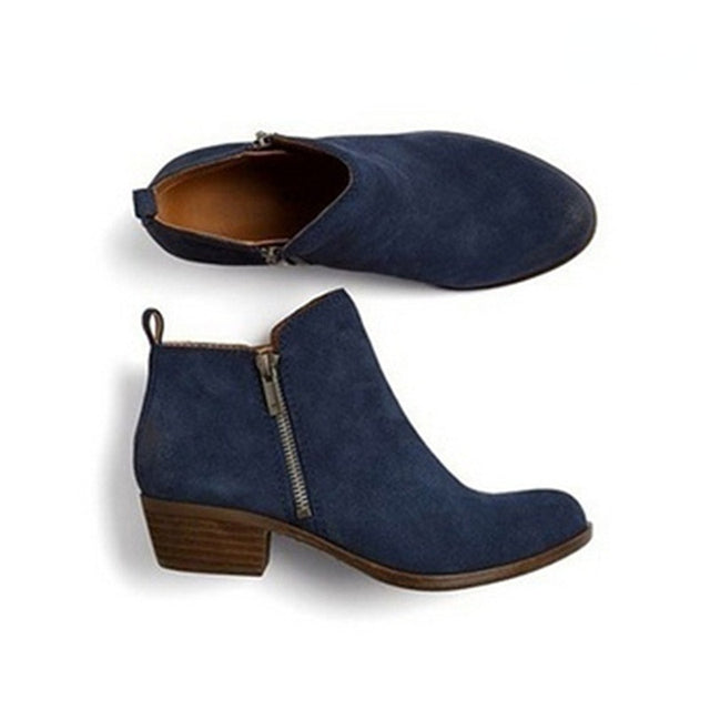 Bottines Femme Talon Bloc – Tige Aspect Cuir Bout Carré | Élégance & Confort Automne Hiver