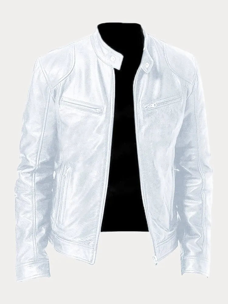 Veste Homme Similicuir – Fermeture Zippée Col Montant | Style Moderne Casual Automne Hiver