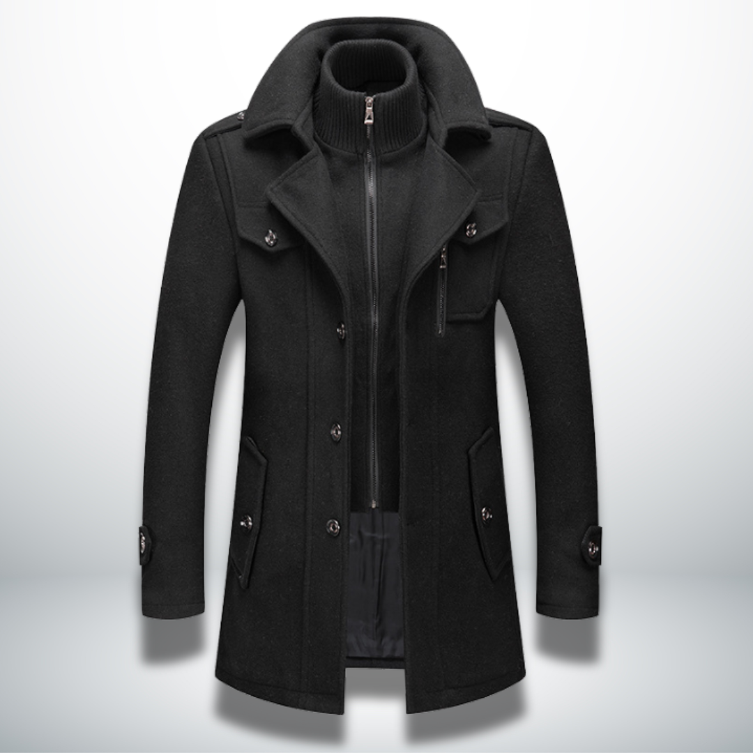 Manteau Homme Long en Laine – Coupe Droite Élégante Fermeture Boutonnée | Style Chic Hiver