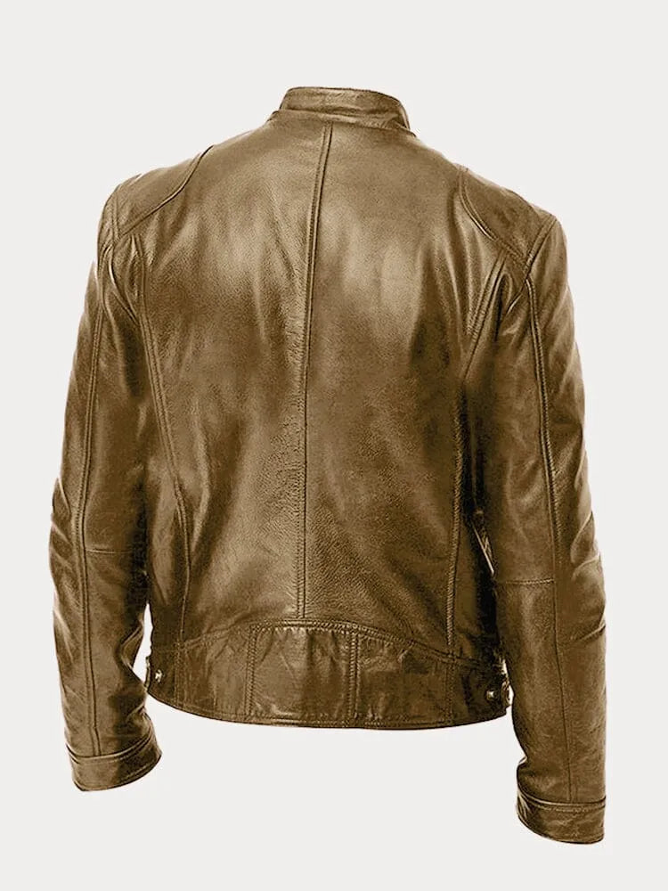 Veste Homme Similicuir – Fermeture Zippée Col Montant | Style Moderne Casual Automne Hiver