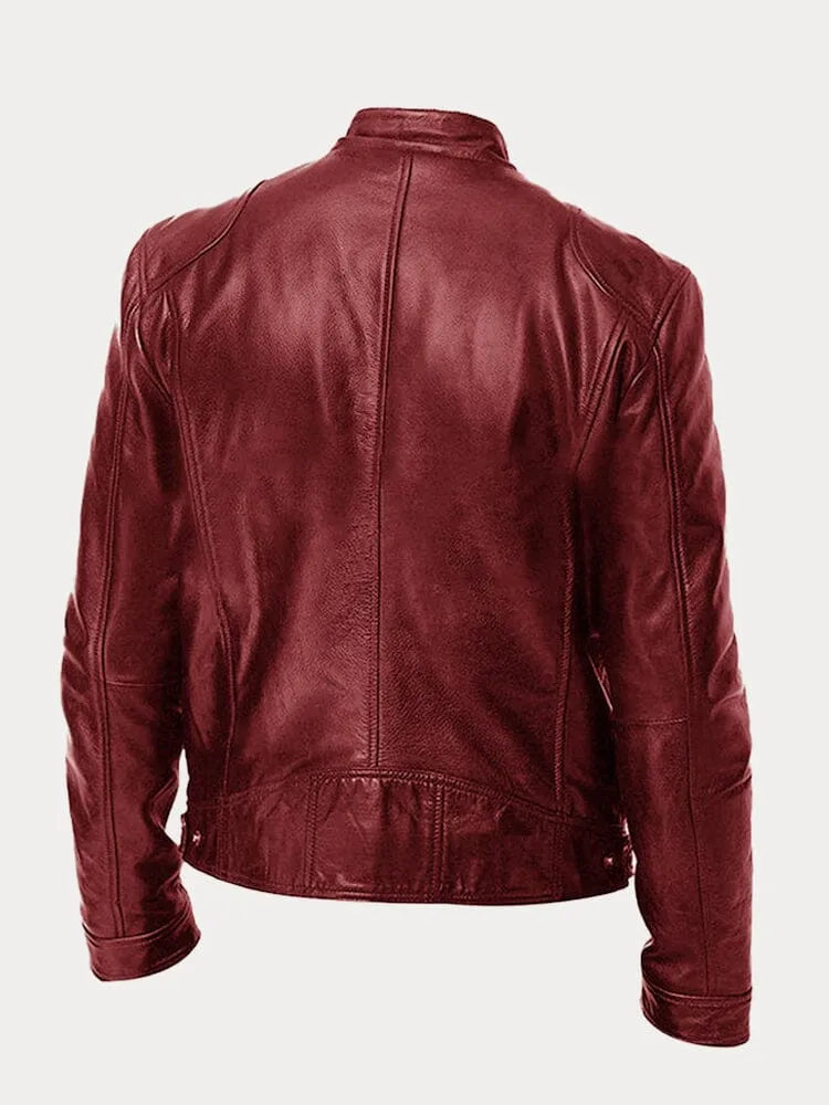 Veste Homme Similicuir – Fermeture Zippée Col Montant | Style Moderne Casual Automne Hiver