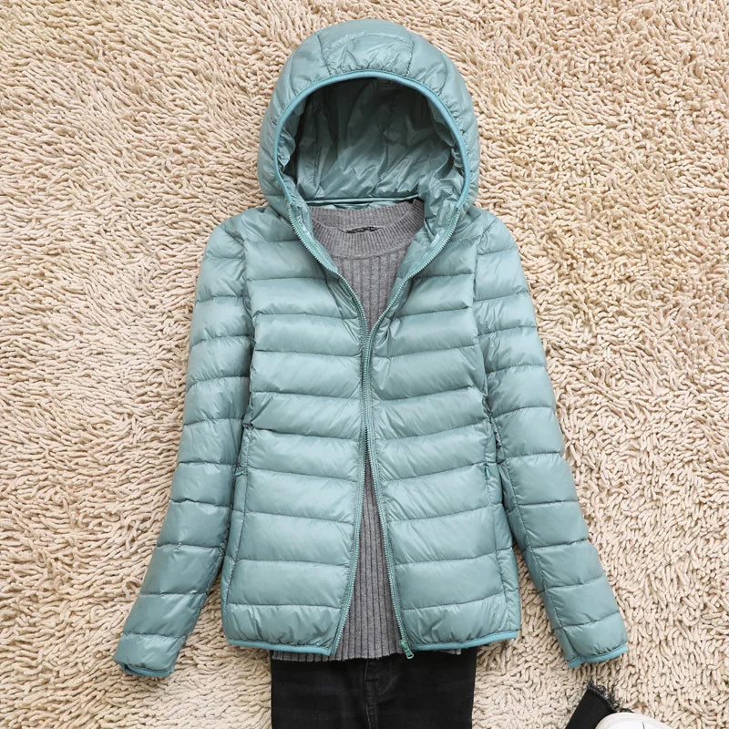 Doudoune Femme Ultra-Légère Capuche – Rembourrage Duvet Fermeture Zippée | Chaleur & Praticité