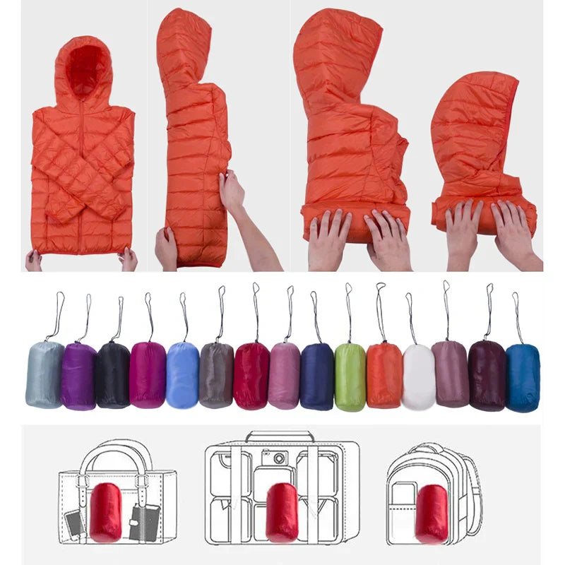 Doudoune Femme Ultra-Légère Capuche – Rembourrage Duvet Fermeture Zippée | Chaleur & Praticité