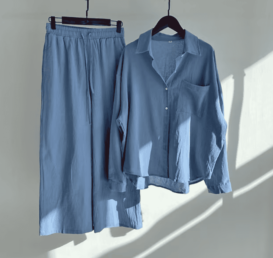 Ensemble Lin Femme – Blouse Ample & Pantalon Large | Légèreté pour l'Été