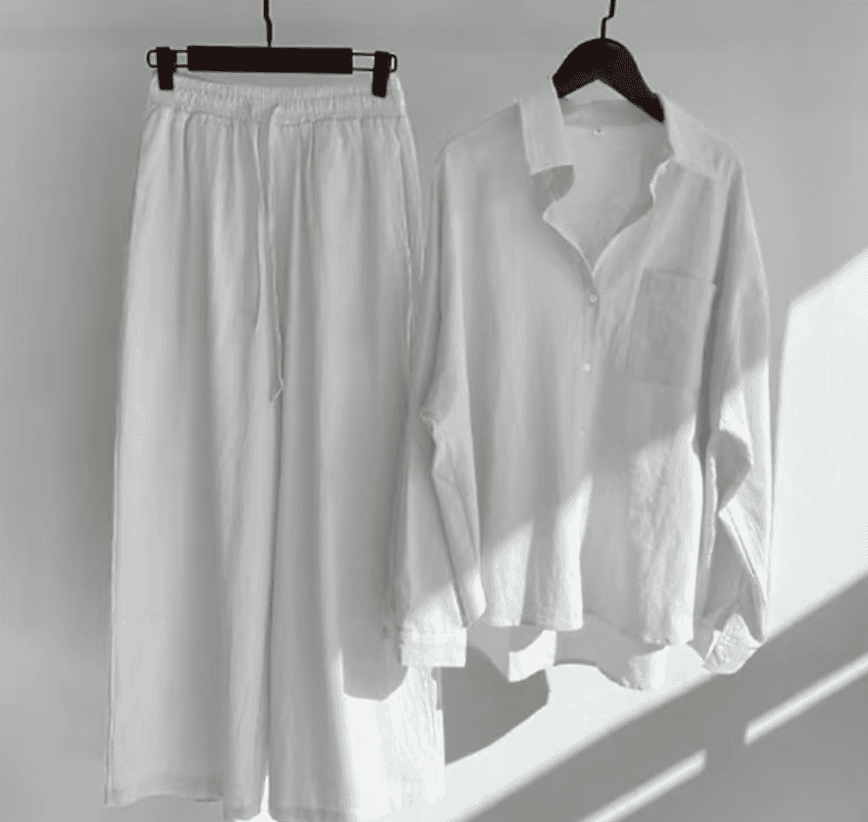 Ensemble Lin Femme – Blouse Ample & Pantalon Large | Légèreté pour l'Été