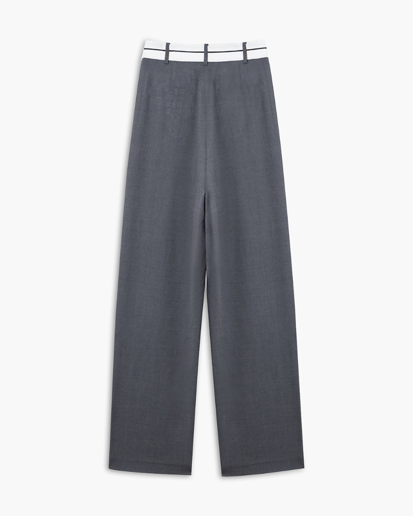 Maëlle | pantalon femme large à taille contrastante
