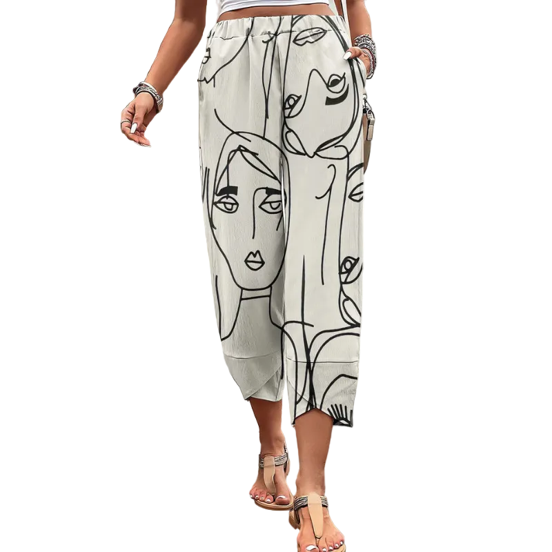 Manon | pantalon femme à imprimé artistique et coupe ample
