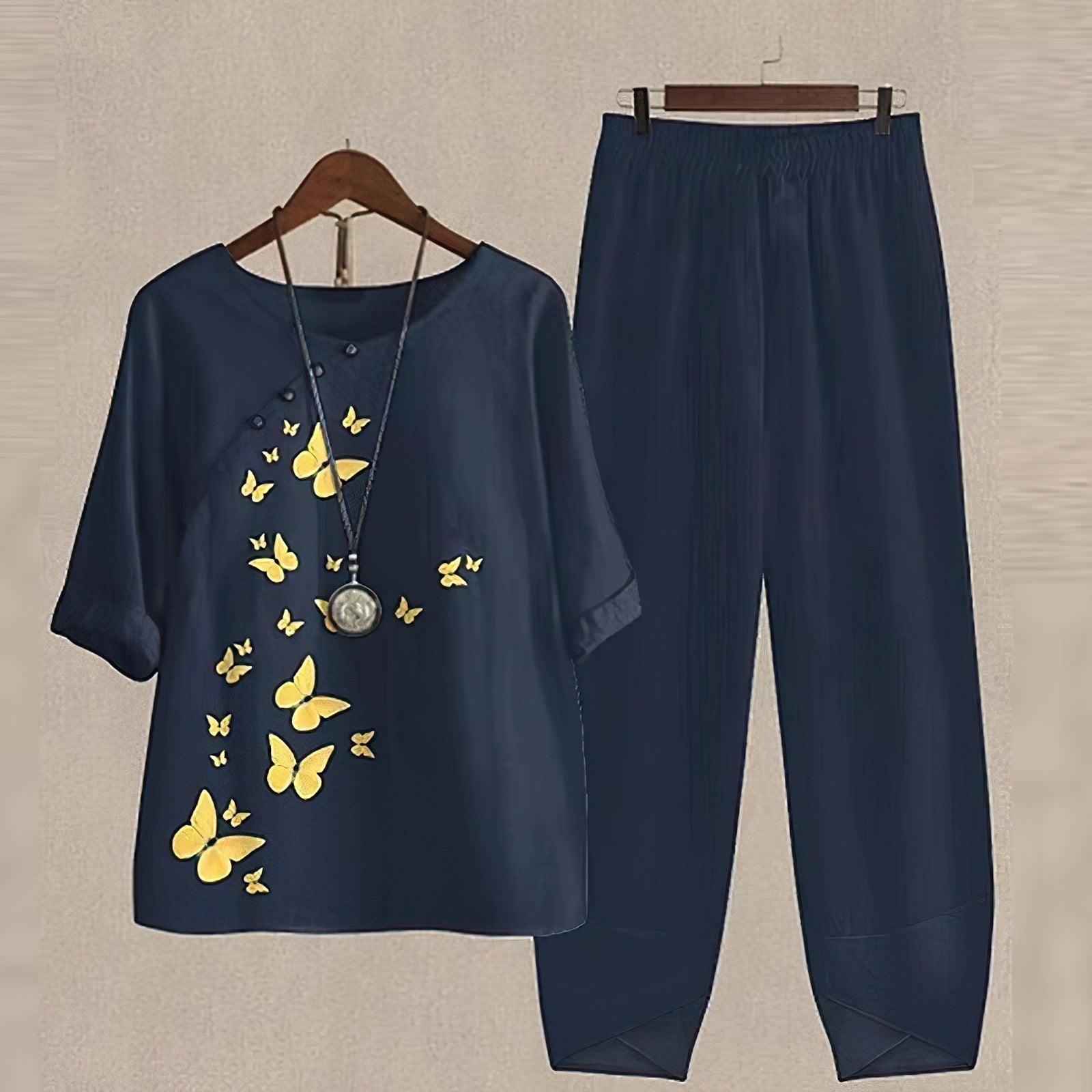 Ensemble Femme Top Imprimé & Pantalon – Coupe Fluide | Style Estival Décontracté