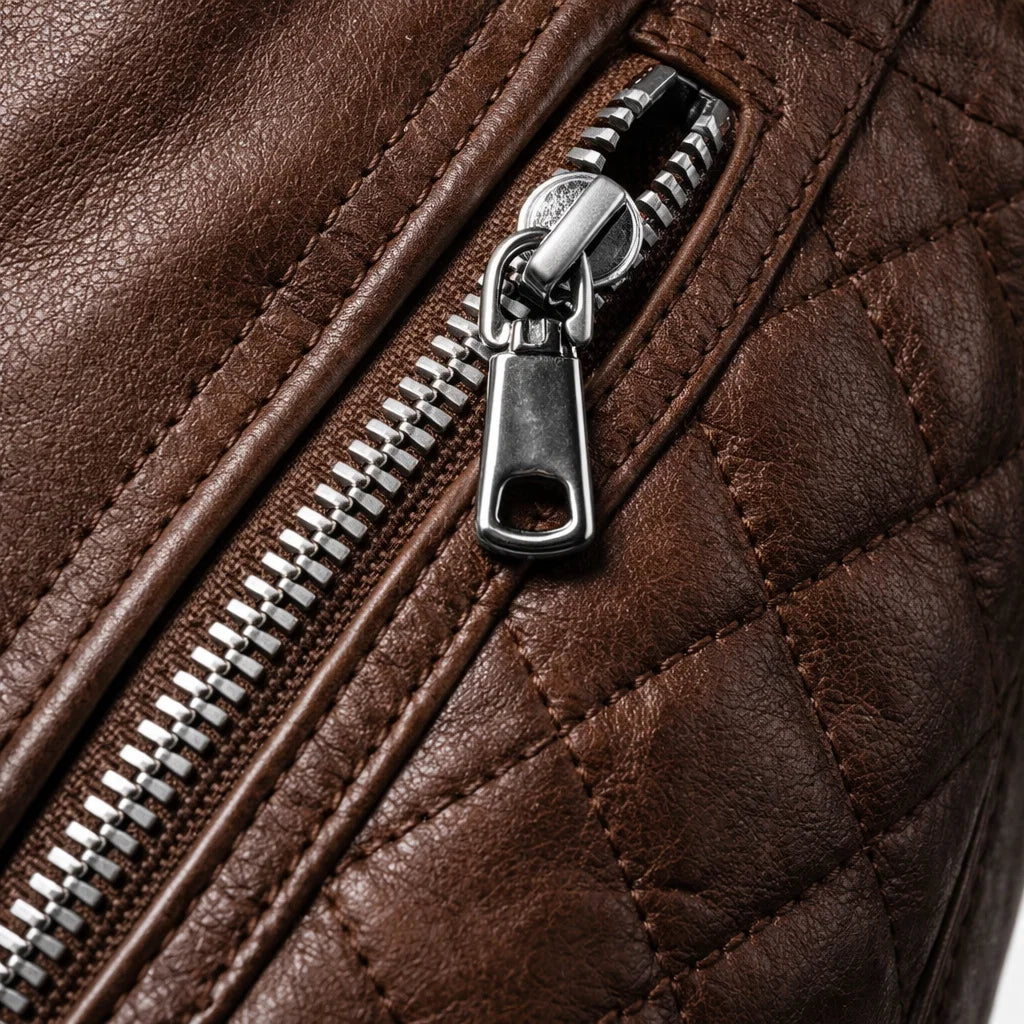 Blouson Bomber Homme Cuir Véritable – Col Côtelé Manches Zippées | Leather Elegance Edition