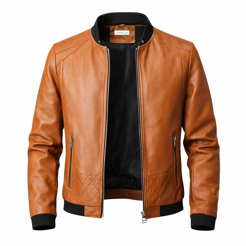Blouson Biker Homme Cuir Véritable Slim – Détails Zippés Poches Multiples | Donk Edition