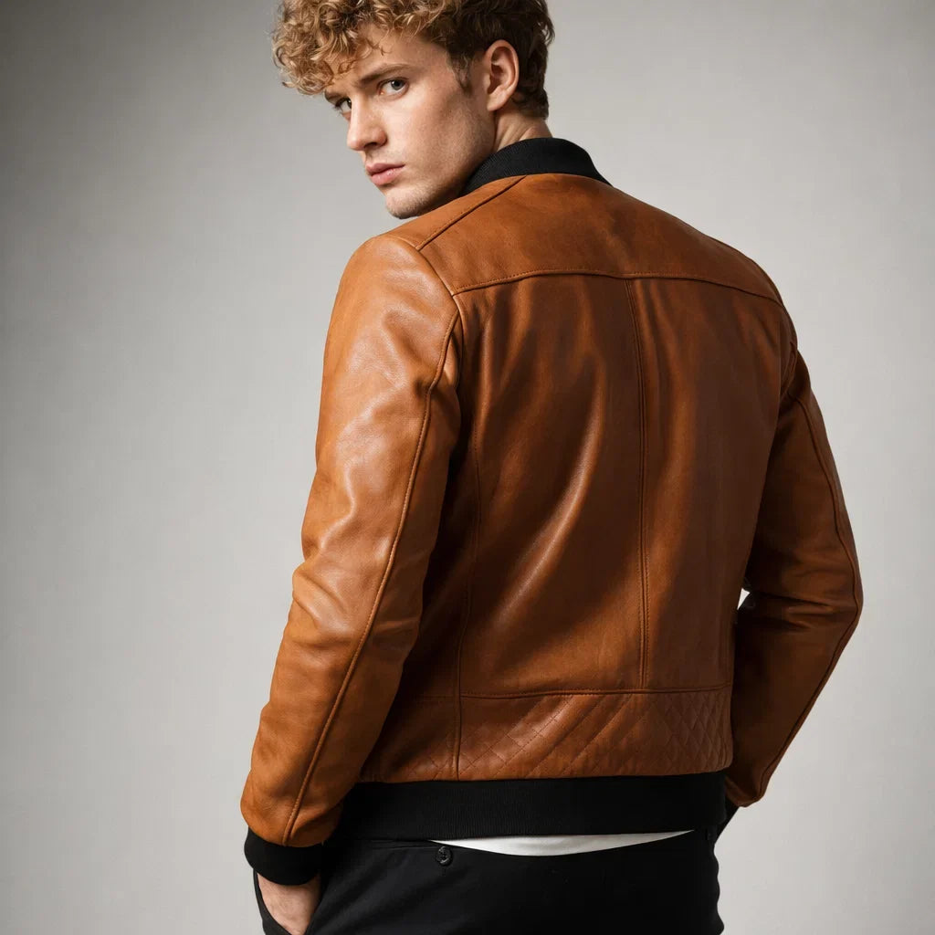 Blouson Biker Homme Cuir Véritable Slim – Détails Zippés Poches Multiples | Donk Edition