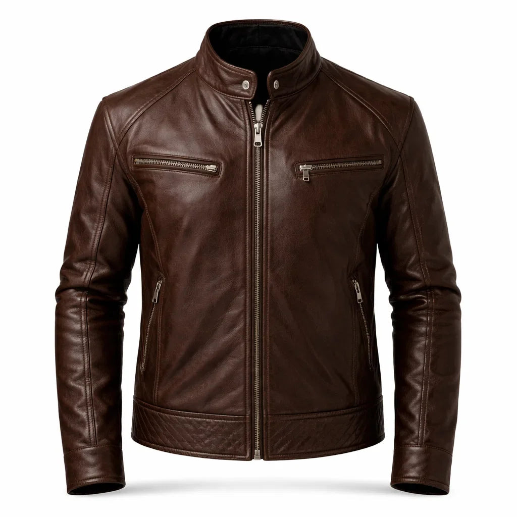 Blouson Biker Homme Cuir Véritable Slim Grande Taille – Coupe Ajustée | Toppest Edition