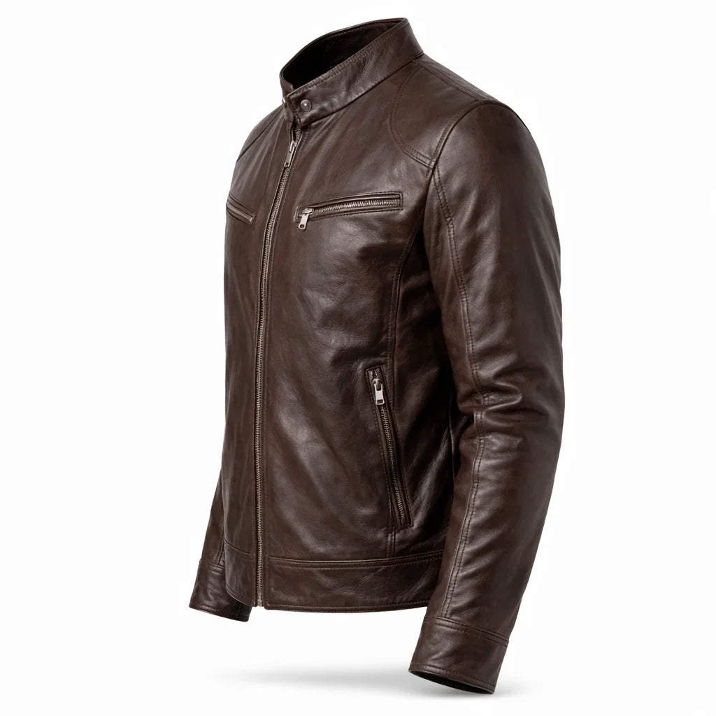 Blouson Biker Homme Cuir Véritable Slim Grande Taille – Coupe Ajustée | Toppest Edition