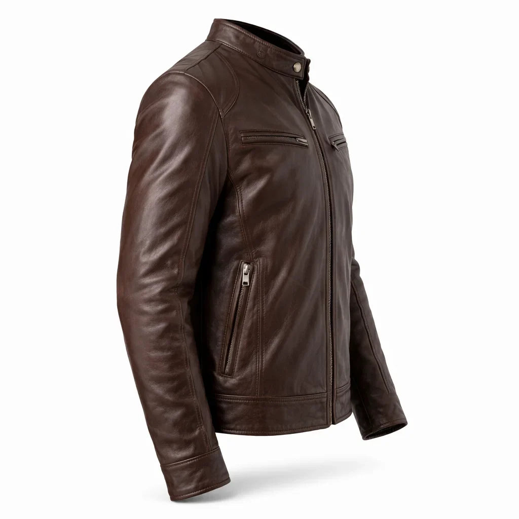 Blouson Biker Homme Cuir Véritable Slim Grande Taille – Coupe Ajustée | Toppest Edition