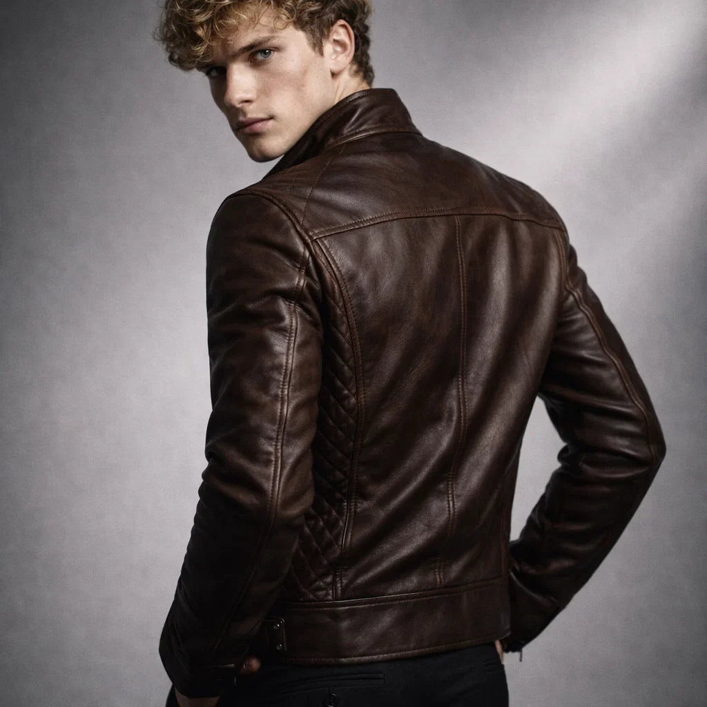 Blouson Biker Homme Cuir Véritable Slim Grande Taille – Coupe Ajustée | Toppest Edition