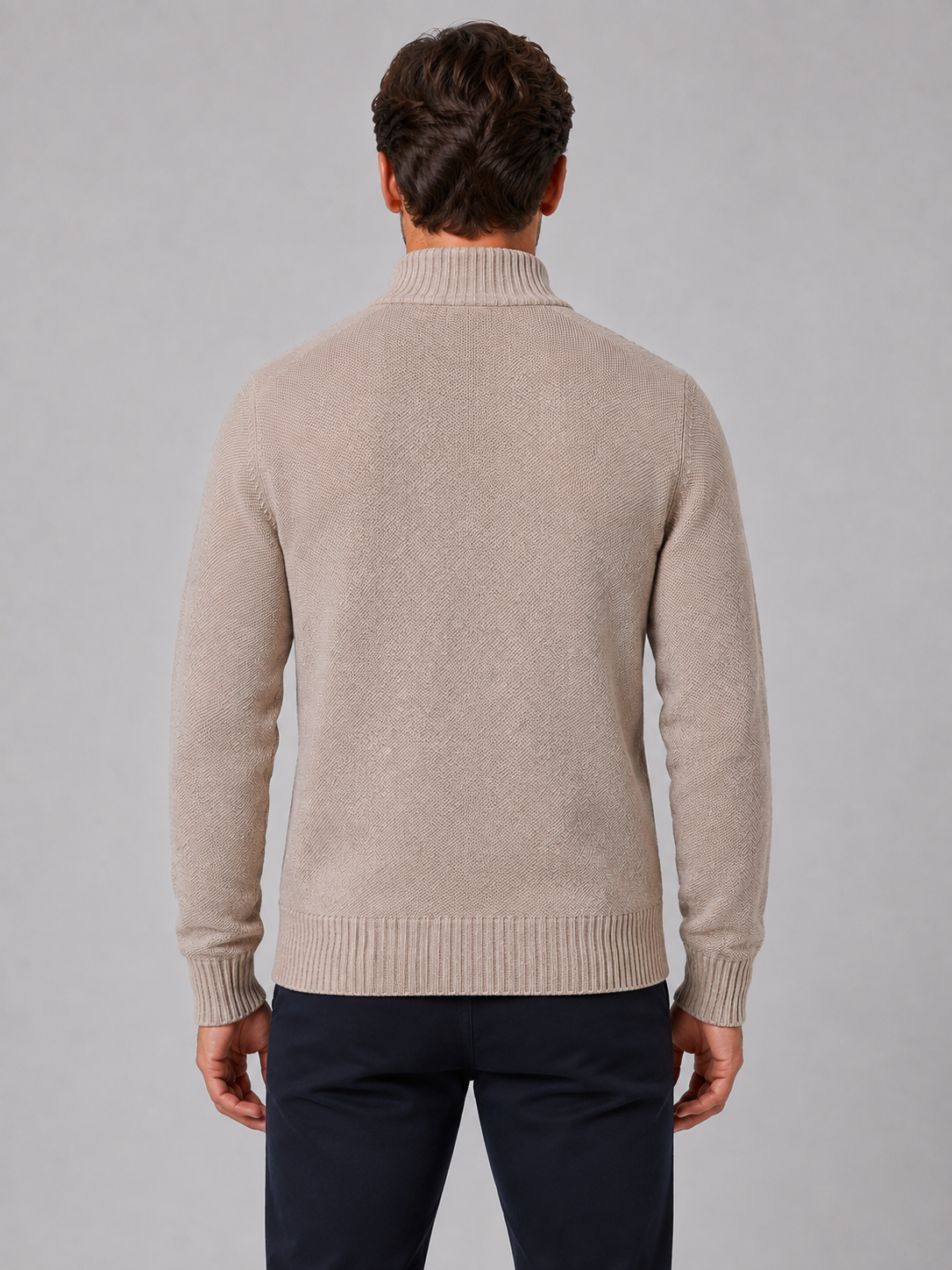 Cardigan Homme Zippé Maille Fine – Col Droit Manches Longues | Style Smart Casual Automne