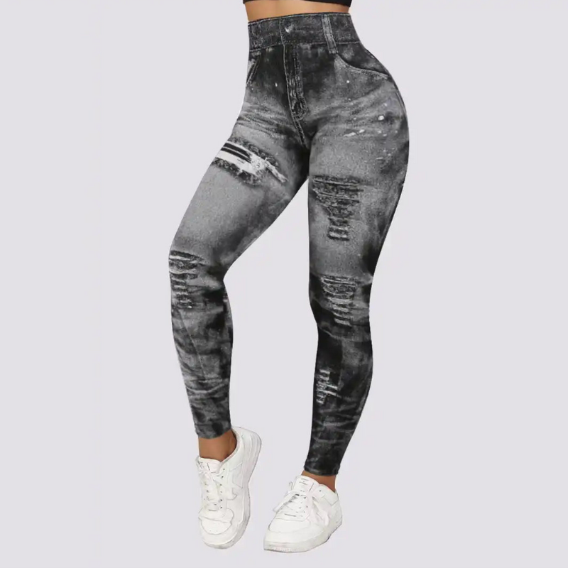 Nora | legging femme effet denim à taille haute