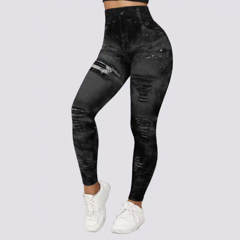 Nora | legging femme effet denim à taille haute