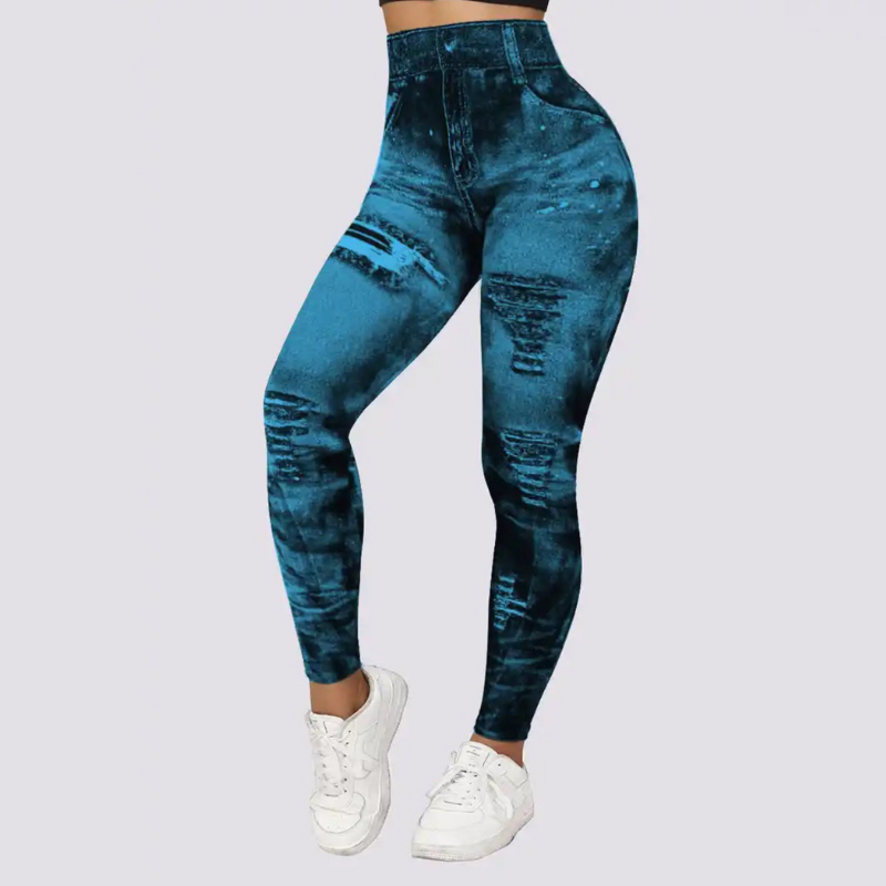 Nora | legging femme effet denim à taille haute