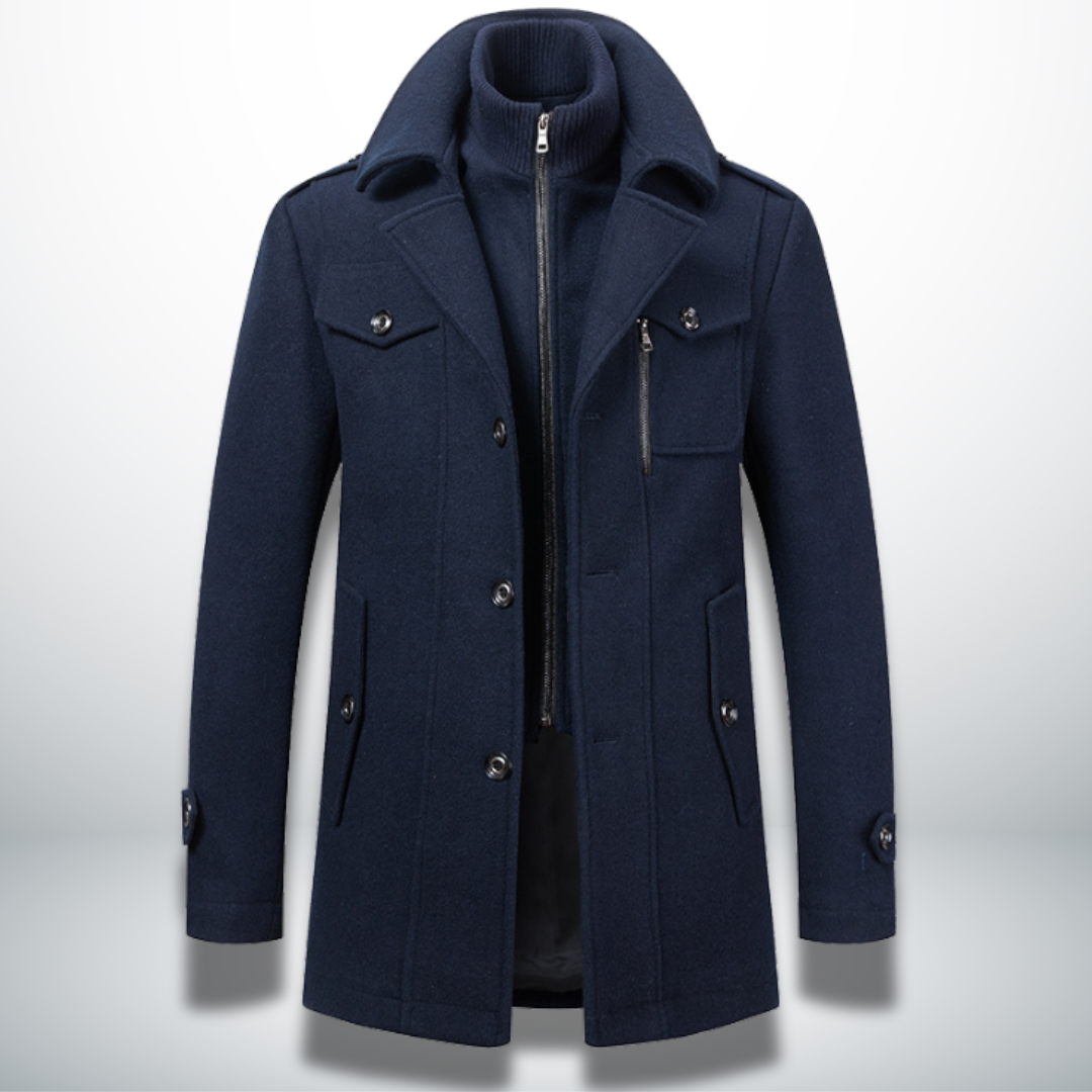 Manteau Homme Long en Laine – Coupe Droite Élégante Fermeture Boutonnée | Style Chic Hiver