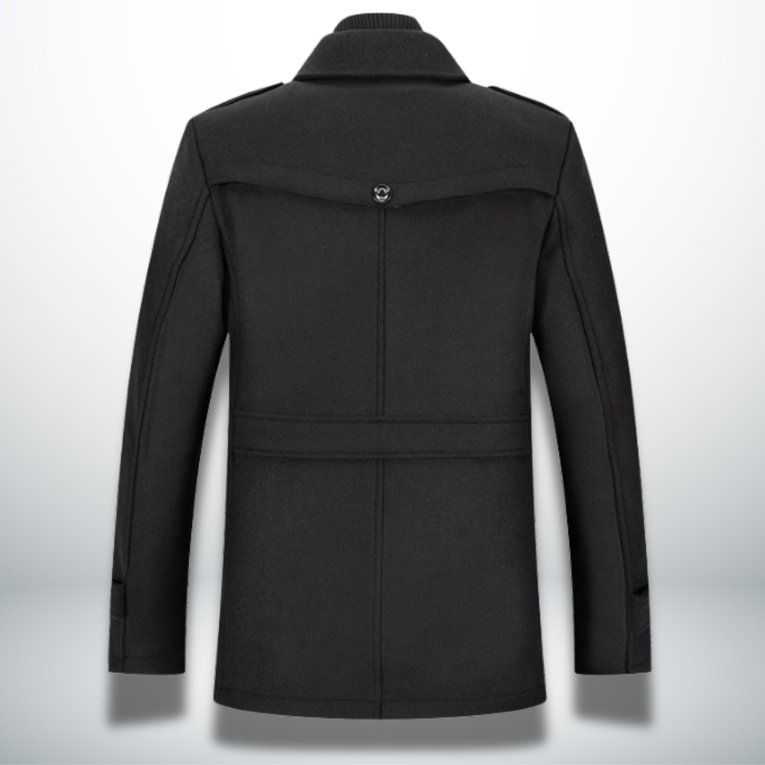 Manteau Homme Long en Laine – Coupe Droite Élégante Fermeture Boutonnée | Style Chic Hiver