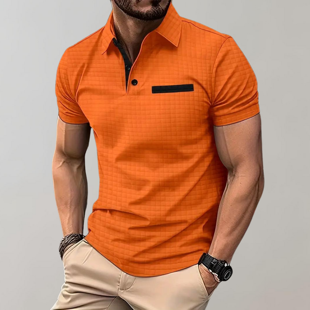 Polo Homme Texturé – Coupe Ajustée Détail Contrasté | Style Moderne & Casual Chic