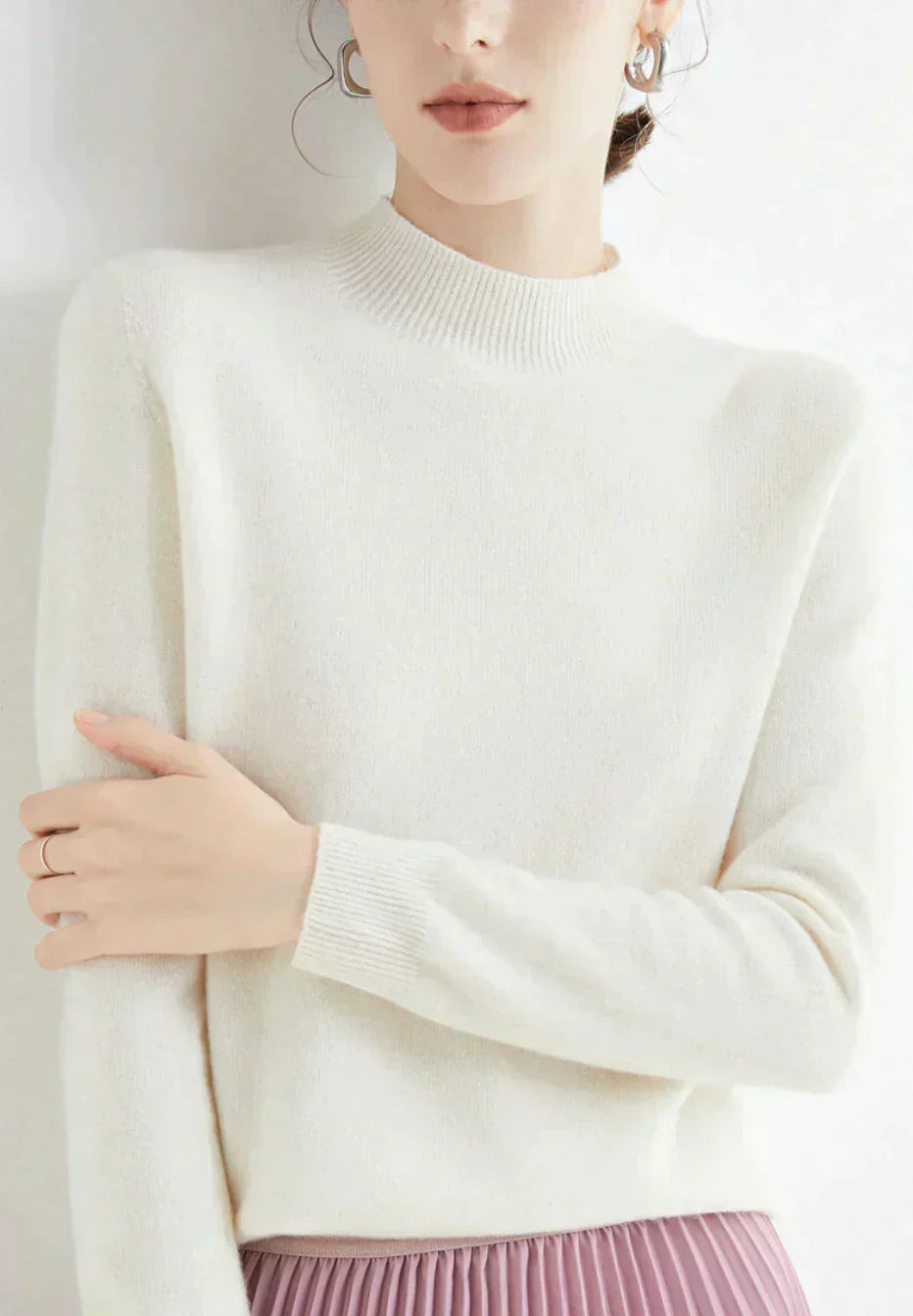 Pull Femme Cachemire – Manches Longues Doux & Luxueux | Style Élégant Automne Hiver