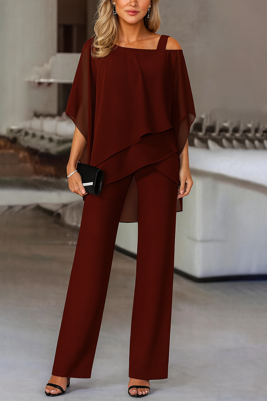Ensemble Femme Soirée – Top & Pantalon Large Satiné | Style Luxueux & Élégant Occasions Chic