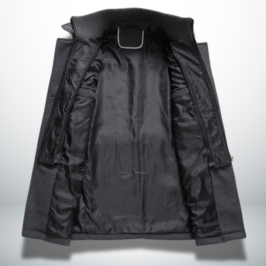 Manteau Homme Long en Laine – Coupe Droite Élégante Fermeture Boutonnée | Style Chic Hiver