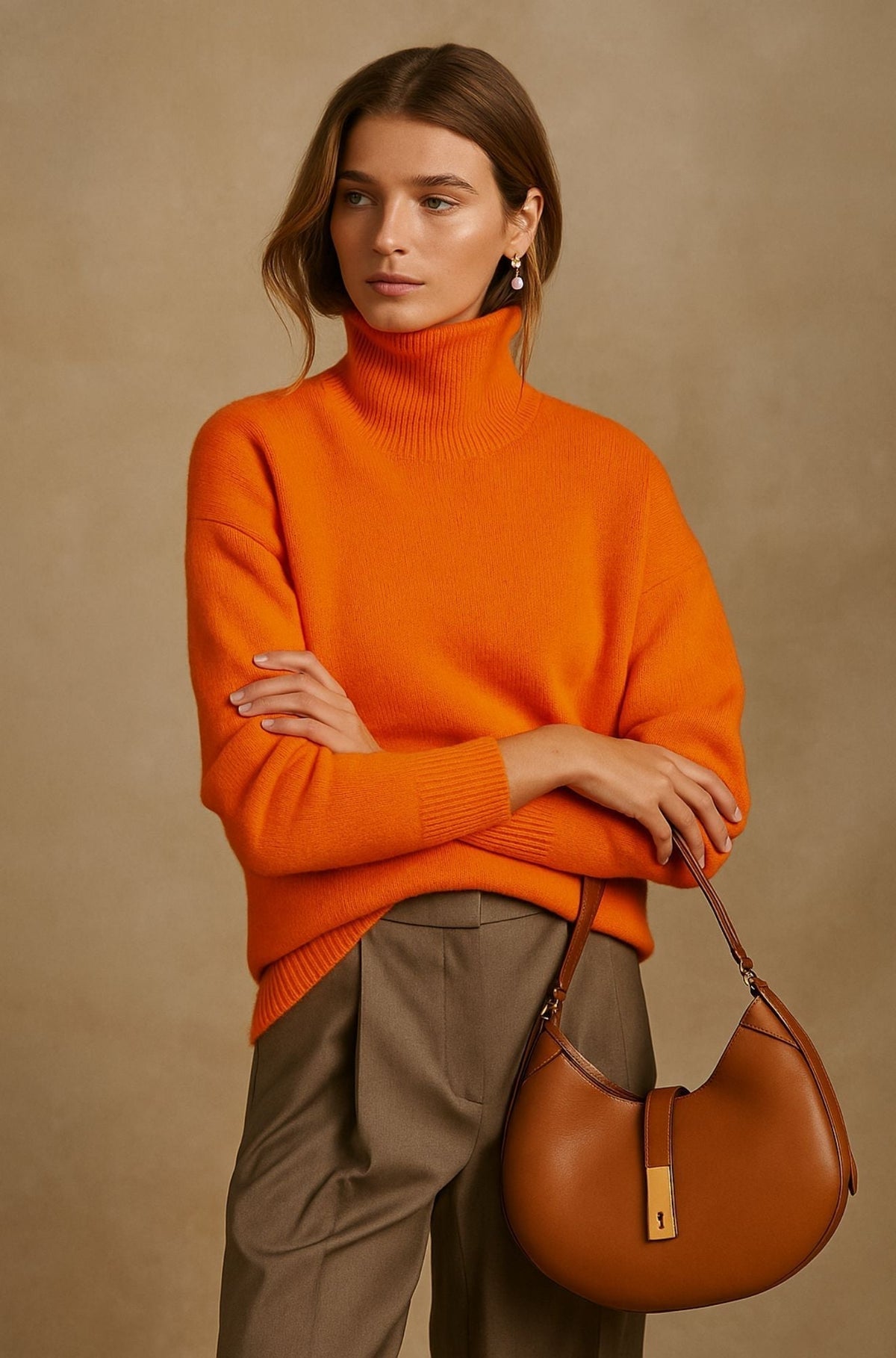 Pull Femme Cachemire Col Roulé Oversize – Manches Longues Chaud | Style Casual Chic Hiver