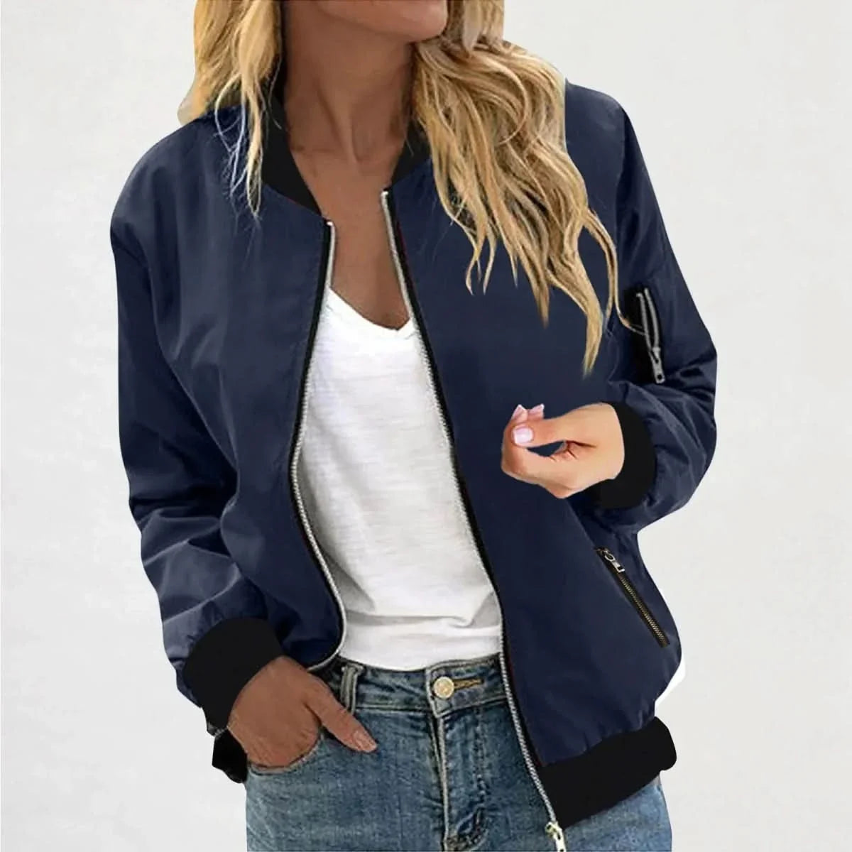 Blouson Bomber Léger Femme – Coupe Slim Zippé | Style Sporty Moderne