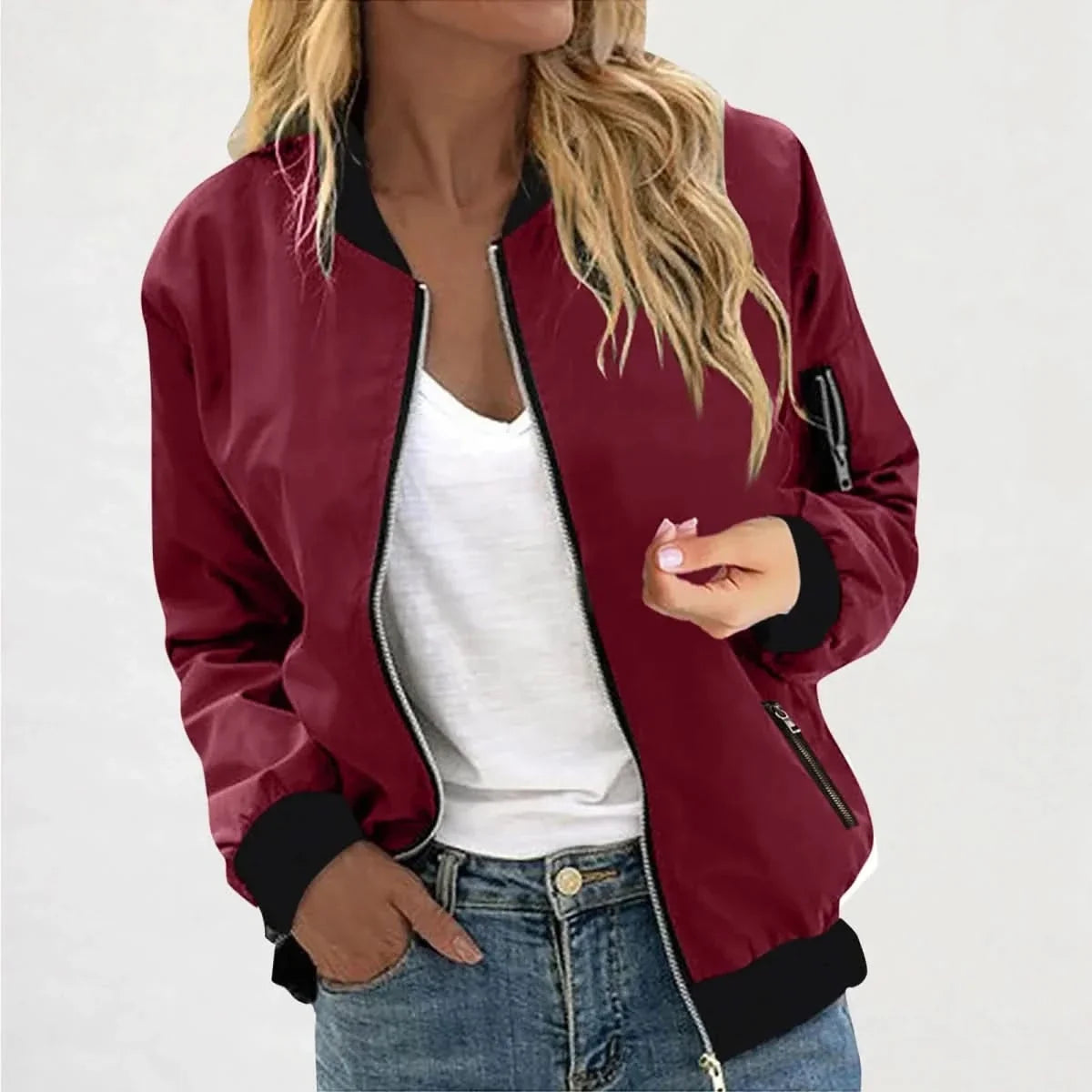 Blouson Bomber Léger Femme – Coupe Slim Zippé | Style Sporty Moderne
