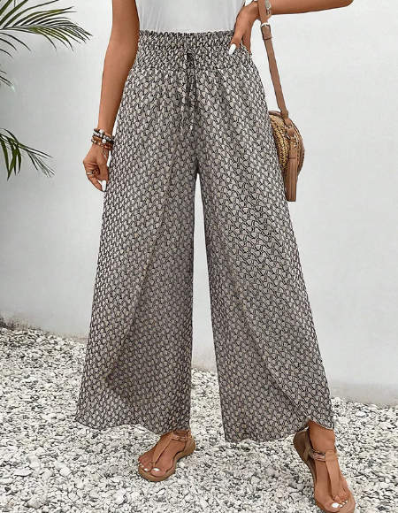 Sienna pantalon femme imprimé à taille élastique et jambes larges