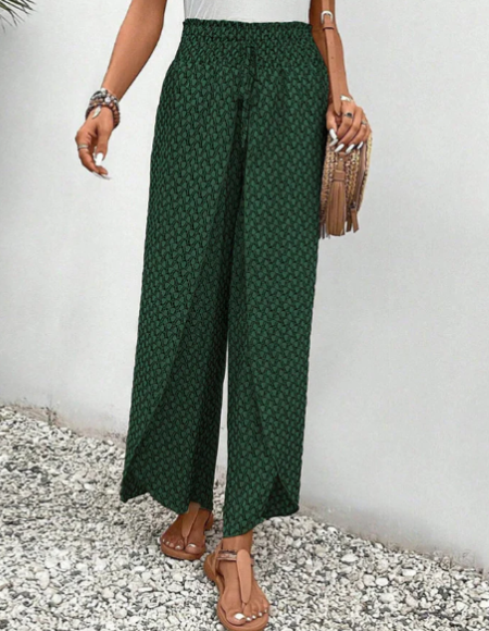 Sienna pantalon femme imprimé à taille élastique et jambes larges