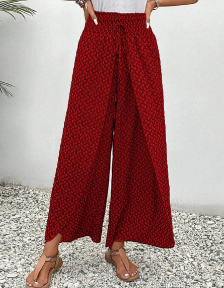 Sienna pantalon femme imprimé à taille élastique et jambes larges