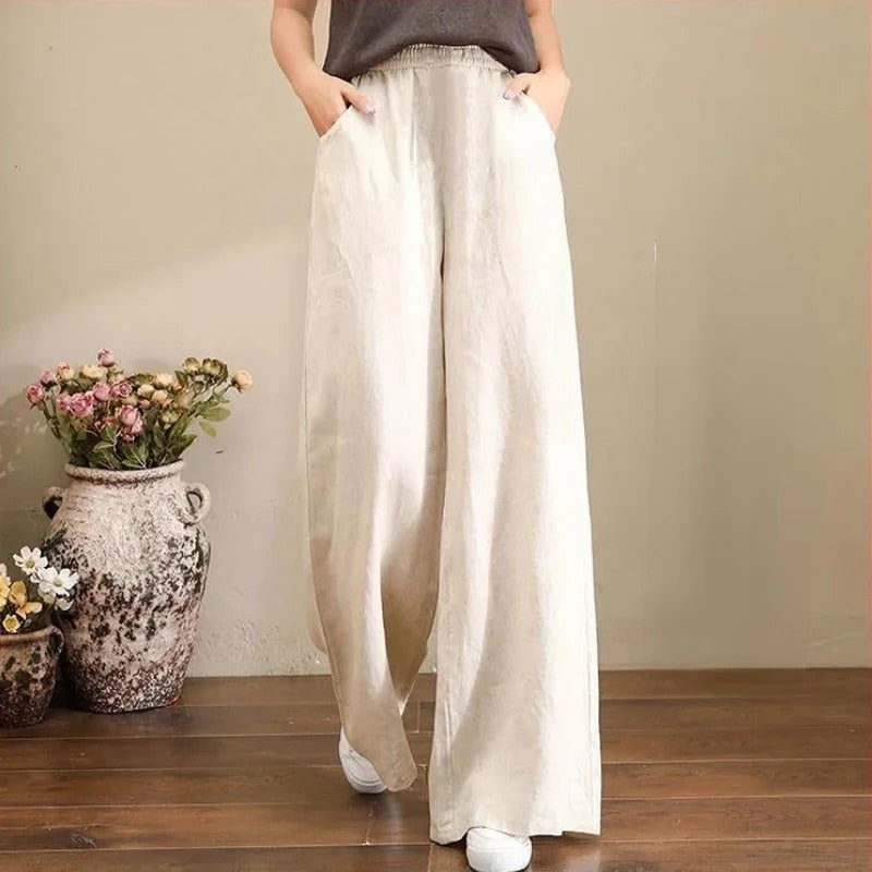 Solène | pantalon femme en lin à jambes extra larges