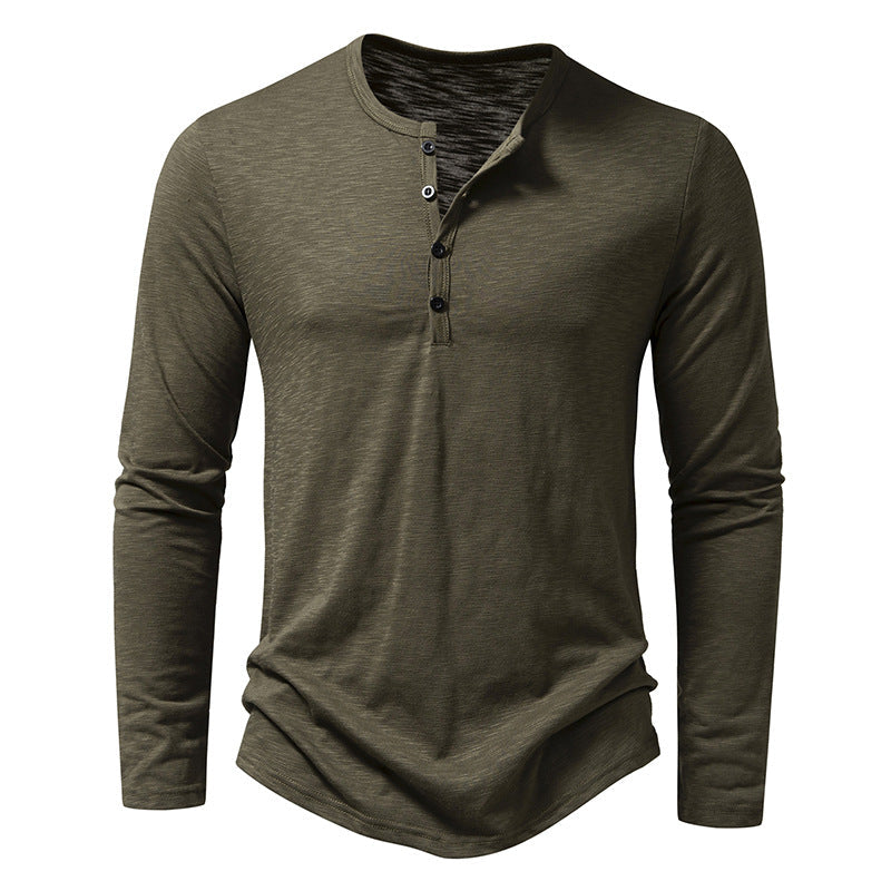 T-Shirt Henley Homme – Manches Longues Col Boutonné Tissu Doux | Casual & Intemporel